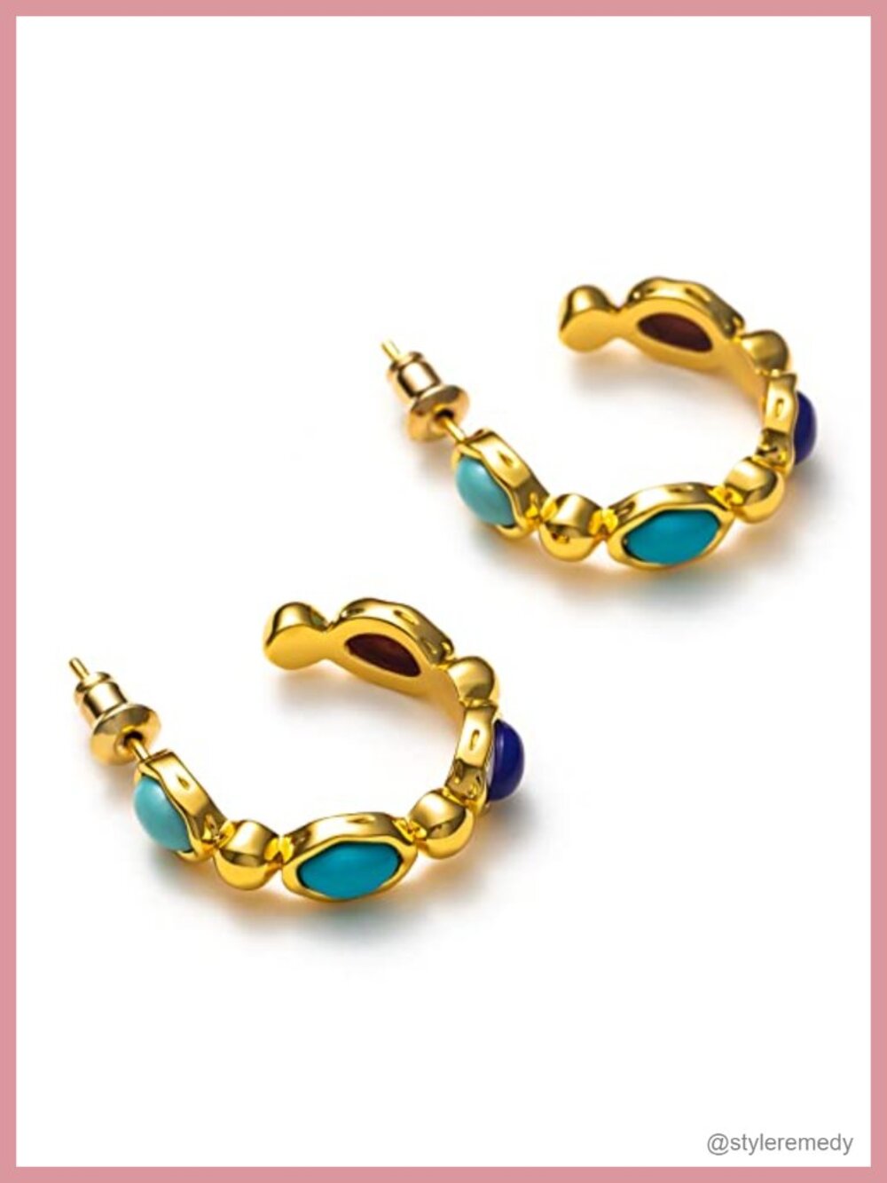18K Gold Plated Brass Hoop Earrings 2cm Snap Back